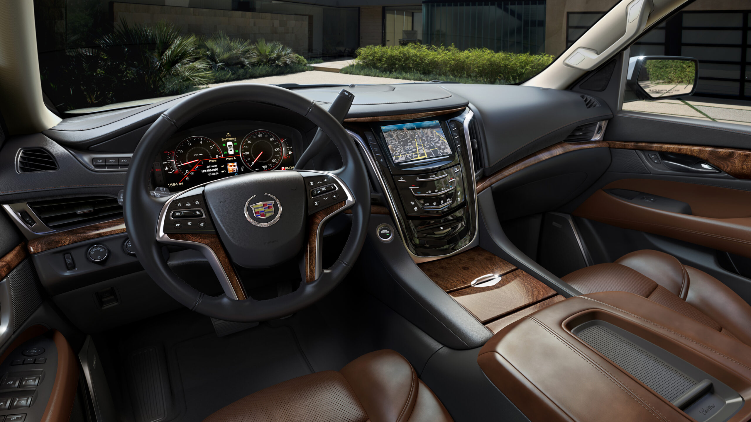 CUE, Cadillac’s advanced system for connectivity and control, is standard on the Escalade, featuring state-of-the-art voice recognition with touch controls common with the world’s most popular tablets and mobile devices. A standard 12.3-inch digital gauge cluster can be reconfigured with four themes and an available head-up display projects information onto the windshield.